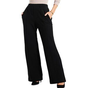 NIC + ZOE Women's Size XL Wide Leg Pleated Knit Pull On Black Pants NEW